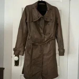 ジャケット・アウター 2000s ARMANI leather trench coat Nappa-lambskin, double-breasted trench coat with belt